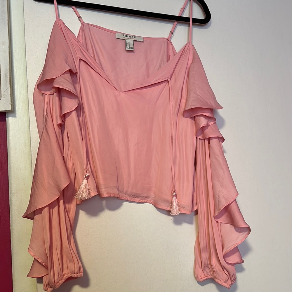 Barbie blush off-shoulder flare Top
